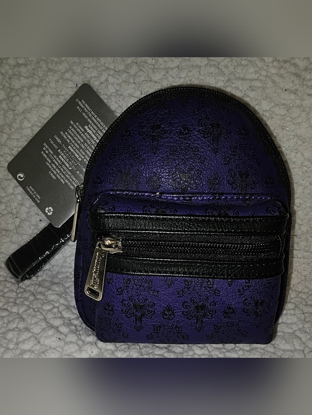 NWT Loungefly Disney Parks Haunted Mansion Purple Wallpaper Wristlet
